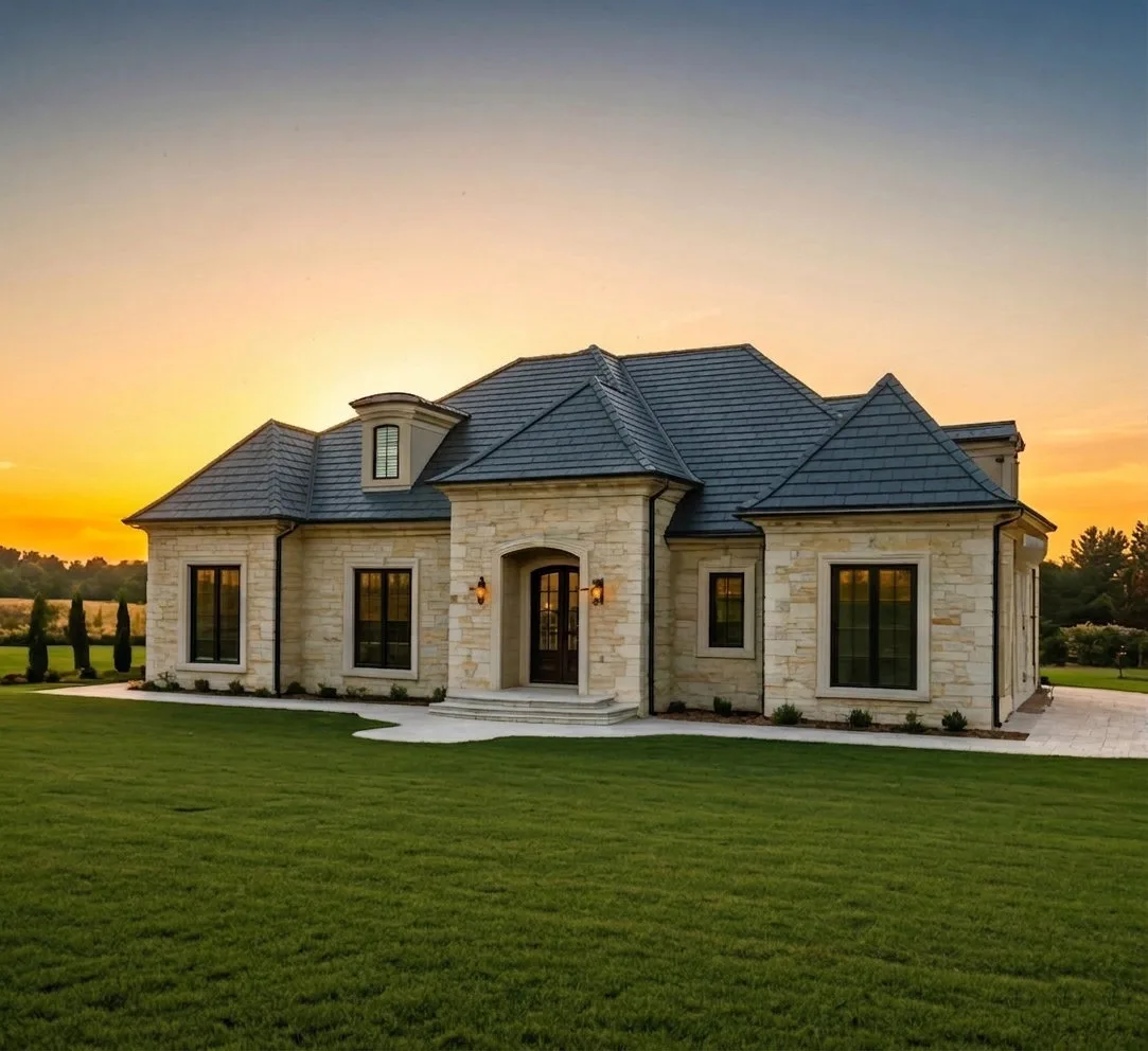 Luxury stone property with pristine exterior.